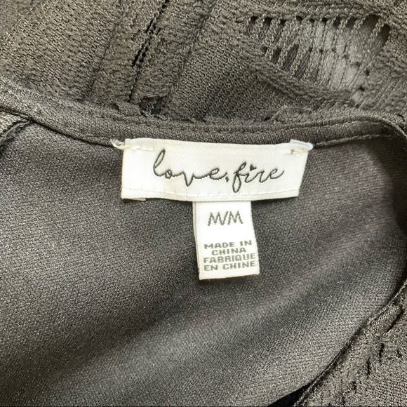 LOVE, FIRE Sleeveless Bodycon Dress With Laser Cut Overlay Black Size Medium - Picture 7 of 10